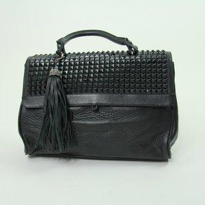 Cassandra Los Angeles Black Studded Leather Bag